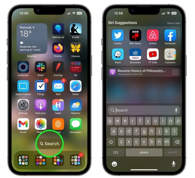 东方苹果手机维修分享升级到 iOS 16 后，如何删除主屏幕上的搜索按钮 