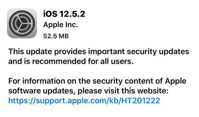 东方苹果手机维修分享iOS12.5.2发布，建议所有老苹果用户安装 